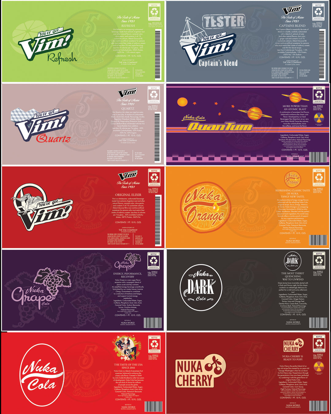 Nuka Cola and Vim Custom Bottle Labels - Digital Download โ Pocket ...